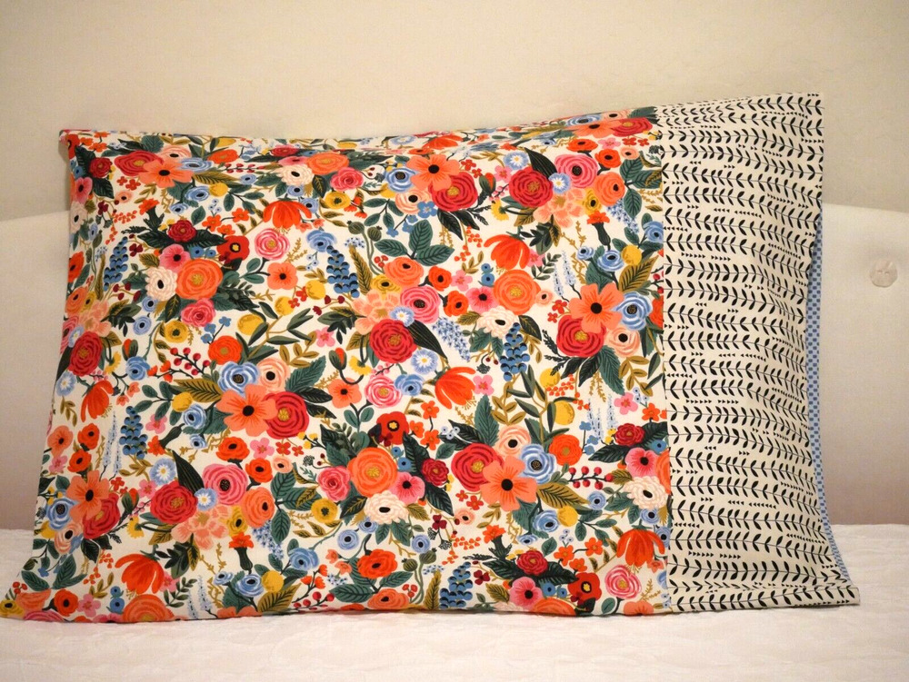 Handmade Standard Size Pillowcase Set Wild Wildflowers